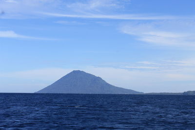 Scenic view of sea against cloudy sky