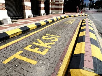 Text on street in city