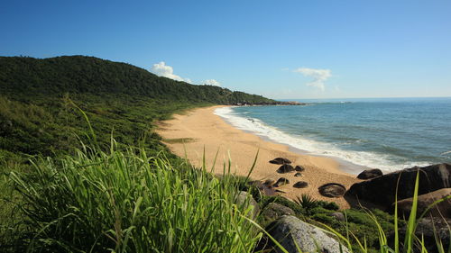 View of calm beach against the sky