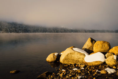 Scenic view of lake against sky
