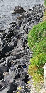 High angle view of rocks on beach