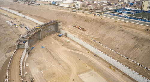 High angle view of construction site