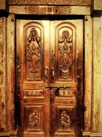 Close-up of wooden door of building