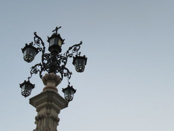 Low angle view of statue against clear sky