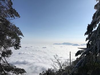 Scenic view of snow covered mountains against sky