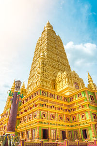 Low angle view of temple building against sky