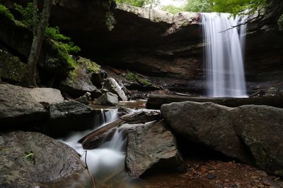 View of waterfall in forest