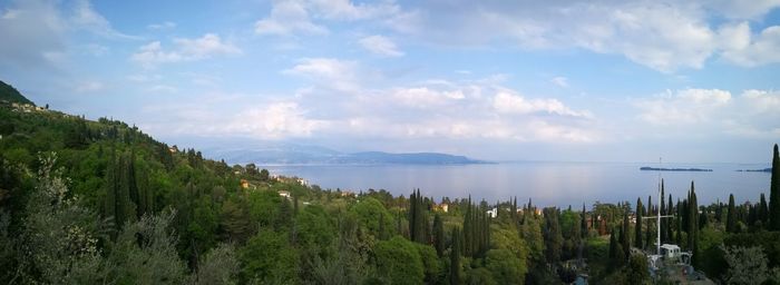 Panoramic view of trees on landscape against sky