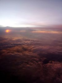 Aerial view of cloudscape against sky during sunset