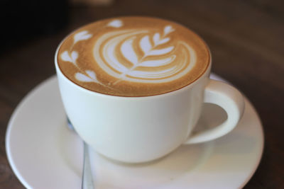 Close-up of cappuccino
