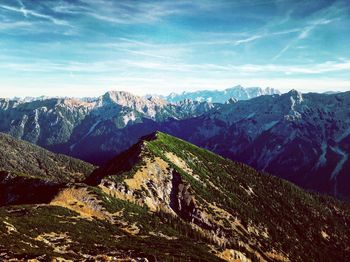 Scenic view of mountains against sky