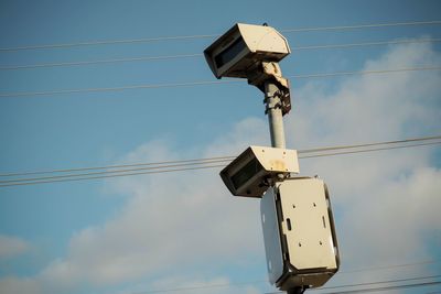 Low angle view of speed control radar. 