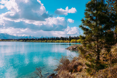 Scenic view of lake against sky