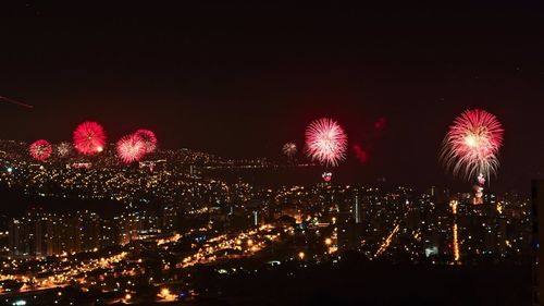 Firework display at night