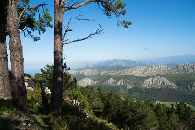 Scenic view of mountains against clear sky