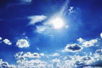 Low angle view of clouds in blue sky