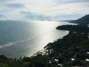 High angle view of beach against sky