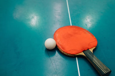 High angle view of balls on table