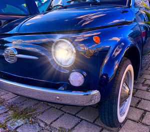 High angle view of vintage car on street