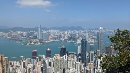 Panoramic view of city buildings against sky