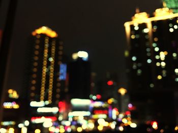 Defocused lights in city at night