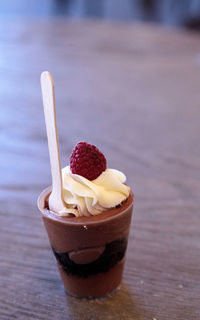 Close-up of dessert on table