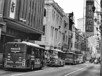 View of city street and buildings