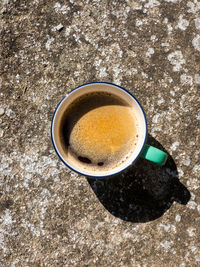 High angle view of coffee on table