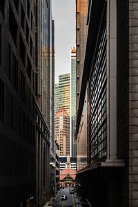 Low angle view of modern buildings in city