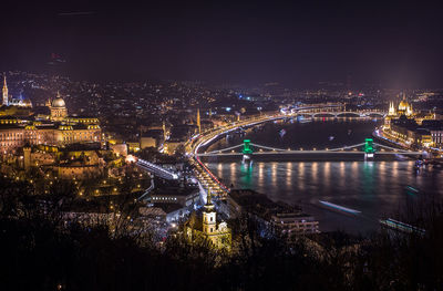 View of illuminated budapest city at night