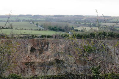 Scenic view of field against clear sky