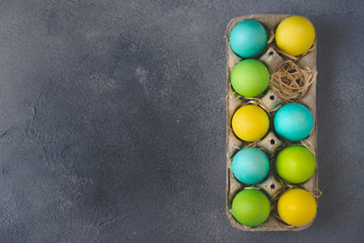High angle view of multi colored candies