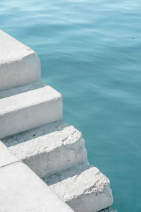 High angle view of rocks by sea