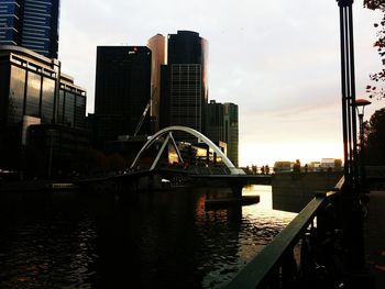 City skyline with river in background