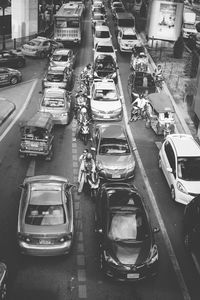 Cars parked on road
