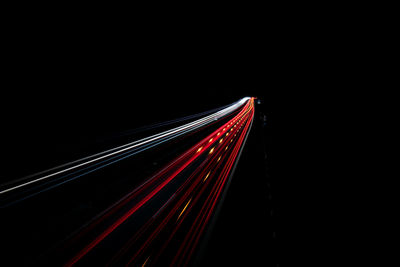 Light trails on road at night