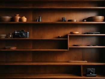 Full frame shot of wooden shelf