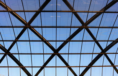 Low angle view of skylight in building