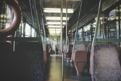 Interior of empty metro train