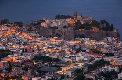 High angle view of townscape against sky