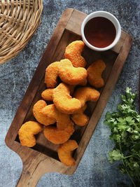 High angle view of food on table