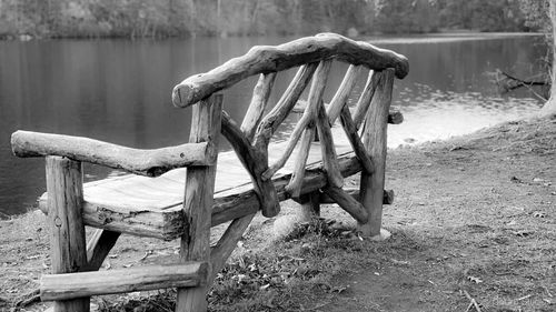 Wooden log in lake