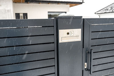 Close-up of mailbox on building