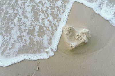 High angle view of sand on beach