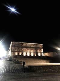 Low angle view of historical building at night