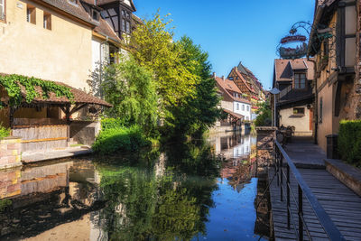 Colmar little venice canal view. famous travel destination in colmar, france.