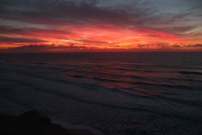 Scenic view of sea against sky at sunset