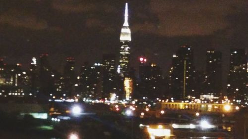 Illuminated cityscape at night