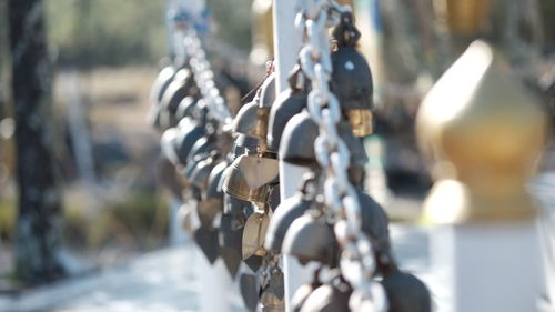 Close-up of chain hanging outdoors