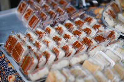 High angle view of ice cream for sale